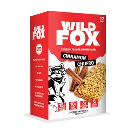 Wild Fox Protein Bars - Keto-Certified High Protein Snack with No Refined Sugar, Great Taste, 15g Protein, and No Seed Oils, Cinnamon Churro