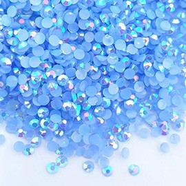 MajorCrafts 500pcs 6.5mm ss30 Jelly AB Flat Back Round 14 Facets Resin Rhinestones Arts and Crafts Embellishment Gems (Light Blue AB C78)