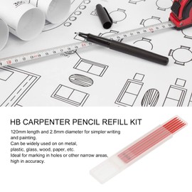 24Pcs Carpenter Pencil Refill, 2.8mm Graphite Long Lasting Pencil Refill, Carpenter HB Refill for Mechanical Pencil Woodworking Structure(Red)