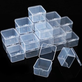 48 Packs Clear Small Plastic Containers Transparent Storage Box with Hinged Lid for Small Items Crafts Jewelry (2 x 2 x 1.4 Inches)
