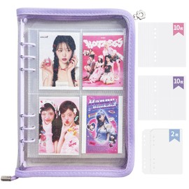 Gokei Seal Pad A5 Clear Glitter Binder (1 main unit, 4 pockets, 10 single-sided refills, 1 pocket 10 single-sided refills, 2 dedicated sticker mats), Sticker Notebook, Card Sleeve, Card Pocket, Mini, Planner, Transparent Seal Notebook, PP Sheet, Girls, Collage Notebook, A5, Clear Lame, Purple