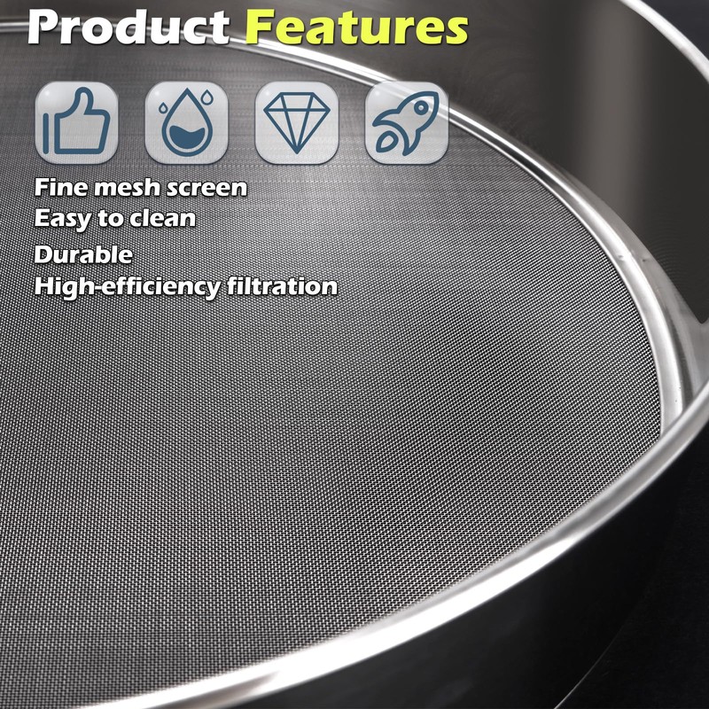 Fine Mesh Sieve Strainer,10" Stainless Steel 60 Mesh,for Winco 10"