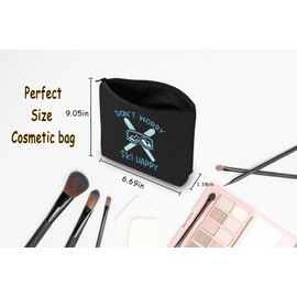 Winter Sports Inspired Gift Don't Worry Ski Happy Cosmetic Bag Ski Gifts (Don't Worry Ski CA Bag)