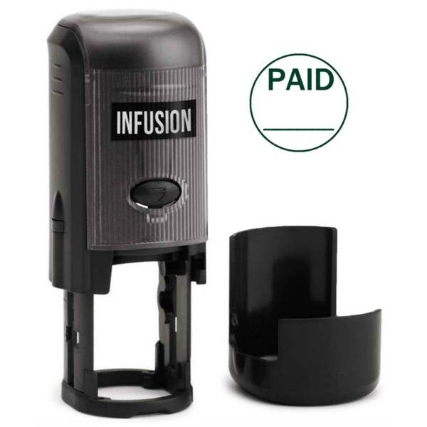 Infusion Paid (W/LINE) Round Self-Inking Stock Rubber Stamp (3/4'' Diameter)