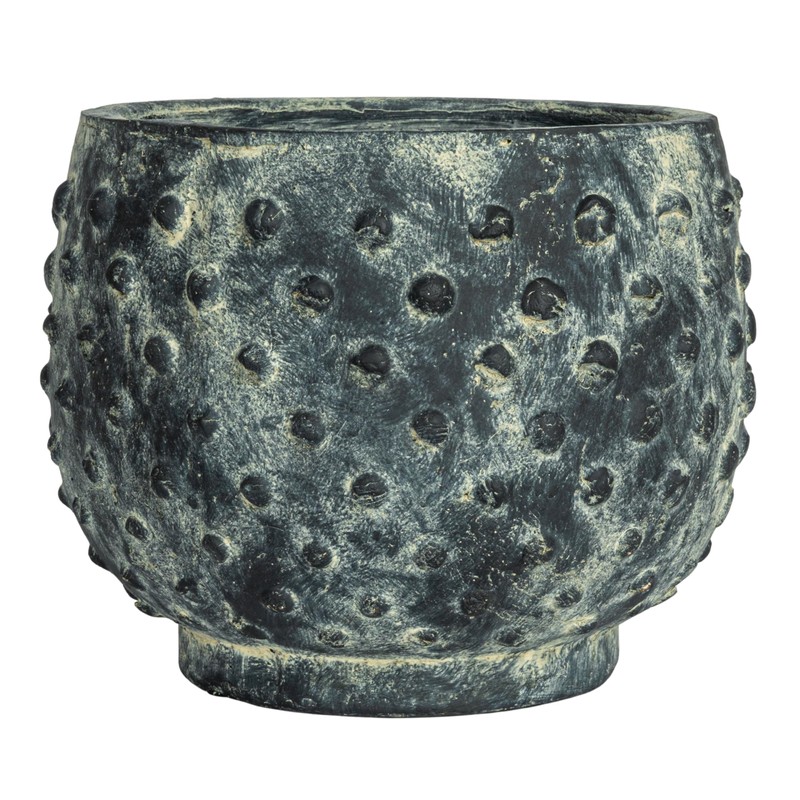 Creative Co-Op Distressed Terra Cotta Hobnail Planter, Black