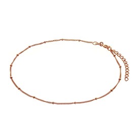 jewellerybox Rose Gold Plated Sterling Silver Bobble Anklet - 9" + 1.5"