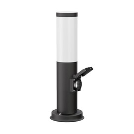 ledscom.de Poru Bollard Light with Socket for Outdoor Use, Black, Round, 38.5 cm, Includes Smart Home RGBW E27 LED Lamp, 892 lm