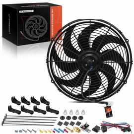 A-Premium 16'' 16 inch Electric Radiator Fan 2300 m³/h, 12V 120W with Thermostat Wiring Switch Relay Kit