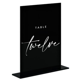 JINMURY 5x7 Inch Black Acrylic blank Sign with Stand | 10 Pack Blank Black Acrylic Table Signs and Base for DIY Wedding Table Numbers, Wedding Signage, Events& Parties