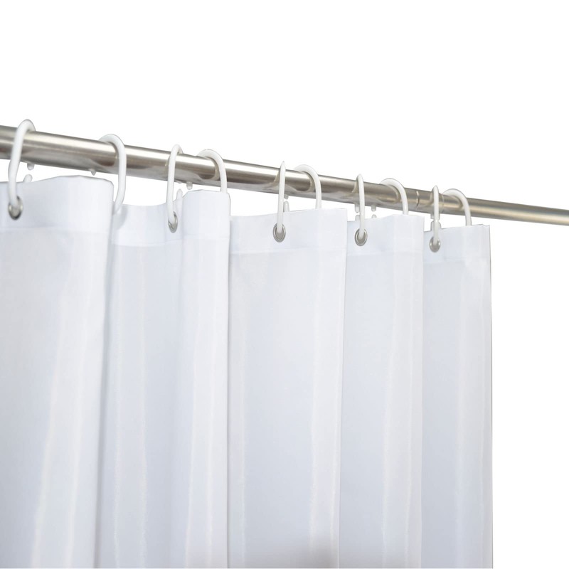 YISURE White Weighted Fabric Shower Curtains 200cm Drop, Large Shower