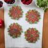 Flower Christmas Beaded Coaster Inches Set of 4