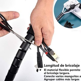 Lumbor37 Envoltura de Cable en Espiral, Organizador de Cables Espiral, Organizador de Cables Eléctricos (2M-16mm Negro)