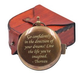 Thoreau go Confidently Compass Sundial Gift Engraved Inspiration Quote Gifts Graduation Gift for him/her - Compass for Boys - Girls - Confirmation Gifts