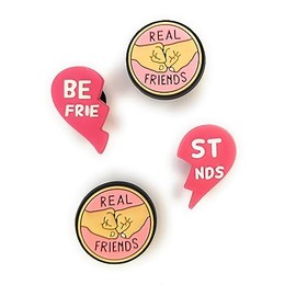 WorkedLikeACharm 4pcs Best Friends Forever BFF Shoe Charms for Clog Shoes Decoration Gift, Waterproof PVC, No Gemstone