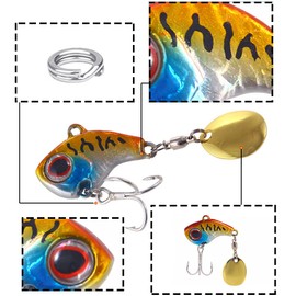 Pack of 6 Fishing Jig Spinner, Fishing Lure Artificial Bait, Pike Bait, Ultra Sharp Down, Bionic Artificial Bait, Fishing Lure with 3D Eyes for Trout, Bass, Pike, Chub, Zander