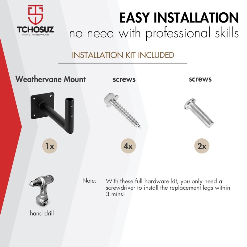 Weather Vane Roof Mount Bracket with Hardware, TCHOSUZ Heavy Duty