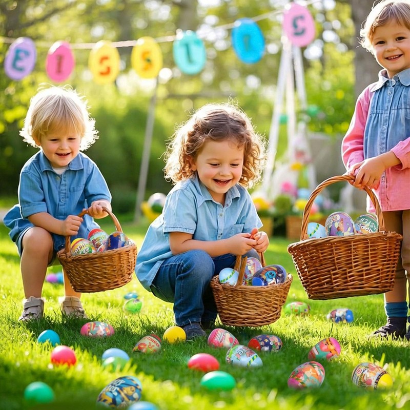 BEIGUO Easter Eggs with Sticky Stretchy Toys Inside – 24