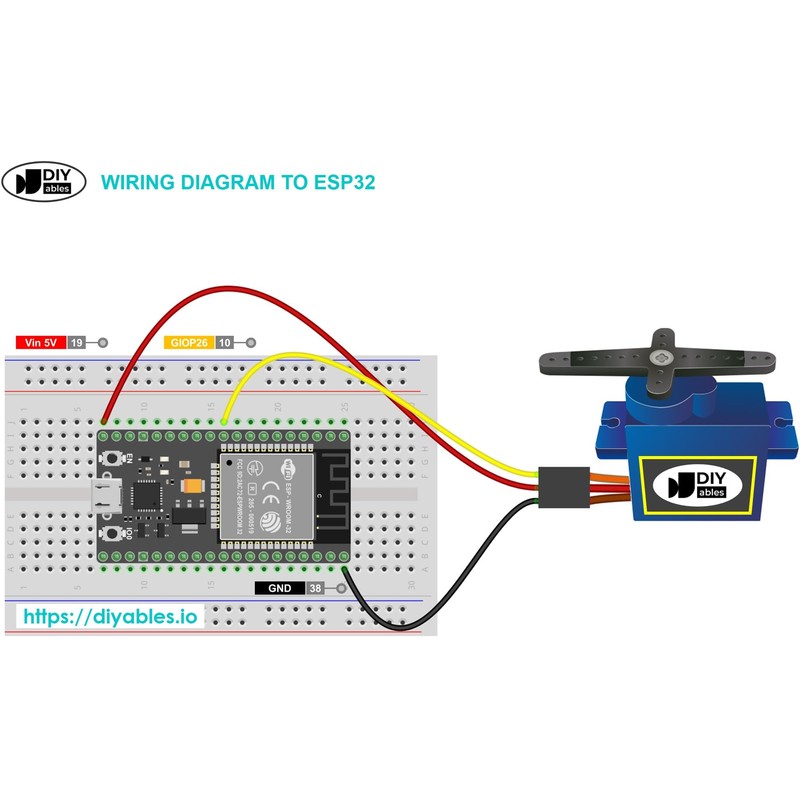 DIYables Servo Motor SG90 180 Degree for Arduino, ESP32, ESP8266,