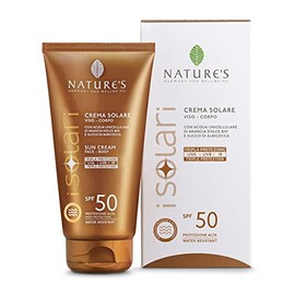 Nature's - iSolari, Sonnencreme LSF 50, Sonnenschutz für Gesicht und Körper, feuchtigkeitsspendende und nährende Creme, wasserfest, Reisegröße 75 ml