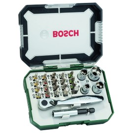 Bosch 26pc. Screwdriver Bit and Ratchet Set (PH-, PZ-, Hex-, T-, S-Bit, Accessories Drill and Screwdriver)