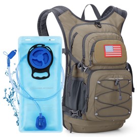 Maelstrom Hydration Backpack, Hiking Backpack with 2L Water Bladder, High Flow Bite Valve Water Backpack Men Women Lightweight Insulation for Hiking, Cycling, Running, Climbing, Camping, Khahi