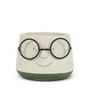 Abbott Collection Mini Face Planter with Glasses - Cement/Metal, Ivory/Green