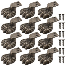 DOITOOL Antique Brass Jewelry Box Legs Feet, 12Pcs Retro Decorative Wood Case Legs Wood Case Corner Protector Decorative Furniture Feet for DIY Jewelry Chest Box