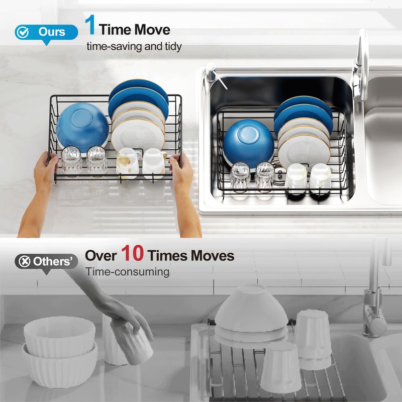 GSlife Dish Drying Rack for Kitchen Counter or in Sink