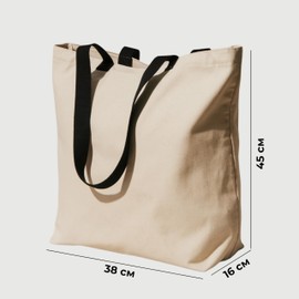 POLHIM Cotton Tote Bag 100% Cotton: Spacious with Inner Pocket & Zip | Robust Fabric Shopper | Handbag with Large Base | Versatile & Fashionable, natural, Minimal