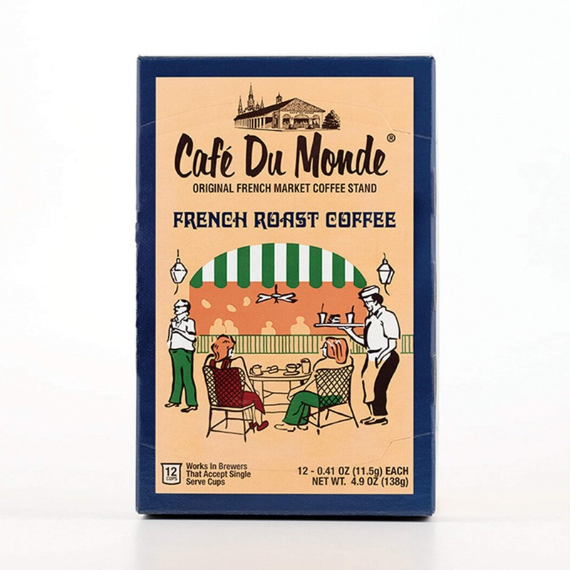 Cafe Du Monde Coffee French Roast Single-Serve Cup Pods, 12