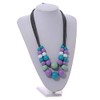 Avalaya Layered Graduated Multicoloured Pastel Shades Wooden Bead with Grey