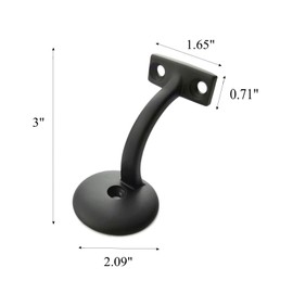 Langdoly- 3" Solid Heavy Duty Round Base Handrail Brackets for Staircase-Pack of 5 (Satin Black)