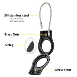 Desangu AirTag Case Keychain Key Ring, Black (White) ((DSG7555))