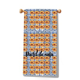 MYSOMY Portuguese Pastel De Nata Kitchen Towel Portuguese Dessert Tea Towel Portugal Food Lover Gift (Nata Towel3)