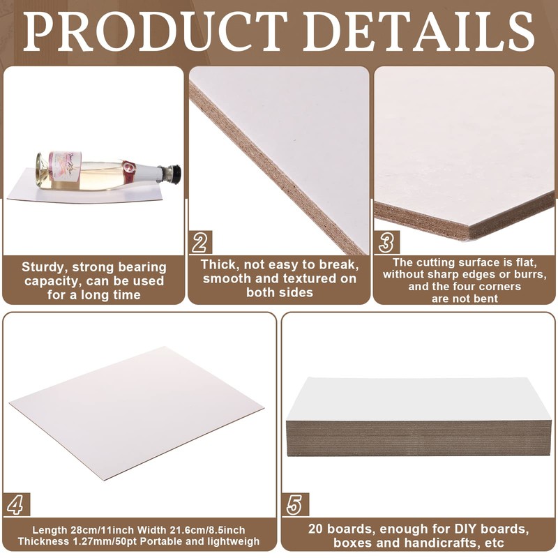 20 Pcs Book Board, Binders Board Chipboard Designer Bookboard Kraft