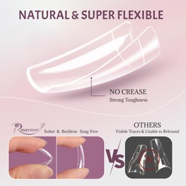 Ranrose 504PCS Fake Nails, French Tip Soft Gel Nail Tips Clear 12 Sizes Acrylic Nail Kit Half Cover False Nails Manicure with Box for Nail Extensions Art Salons and Home DIY
