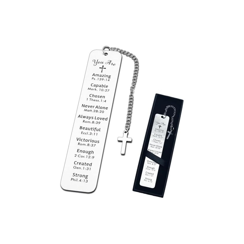 Lesezeichen, mit Schwarz Lesezeichenbox, Inspirierender Bibelvers Lesezeichen,Cross,für Absolvent, Erste Kommunion