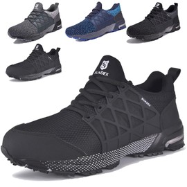 SUADEX Indestructible Steel Toe Shoes Men Women Safety Work Sneakers Comfortable Lightweight Pure Black