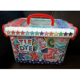 CreateBasics Patriotic Tie Dye Party Tub 101 Piece Kit 14 Bottles Gems Glitter