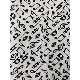 100% Cotton Fabric Sold by The Yard 1 Yard = 36 in. Length (Music Notes Black)