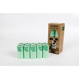 100% Compostable and Biodegradable Corn Starch Based Unscented Eco-Friendly Dog Poop Bags with Easy Tie Handles, 100 Count, Large Size Bag 9x13 Inches, 10 Unscented Leak-Proof Refill Rolls