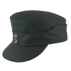 Lodenhut Original two-button Bashlik hat in high-quality alpaca new wool mix from the German traditional manufacturer Allgäu., Green