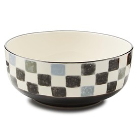 MACKENZIE-CHILDS Stoneware Serving Bowl, Large Decorative Bowl, 14-Cup Capacity, Black Check