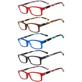 Readers 5 Pack Reading Glasses Ladies Spring Hinge lens +3