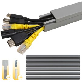 RJYKVS Cord Hider 95'' Cable Raceway Kit Large Cable Concealer Cord Cover Wall Cable Management System+ PE Self-Adhesive Tape and Ties -15.7" X 1" X 1" X 6PCS