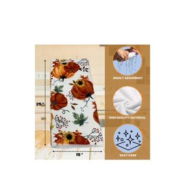 SOL MAR (2) Pumpkin Themed Towels & (1) Pumpkin Salt & Pepper Shaker Set for Home Kitchen Table Fall Autumn Harvest Thanksgiving Gift Seasonal Holiday Cooking Decoration Supplies Bonus Item Hejetesde