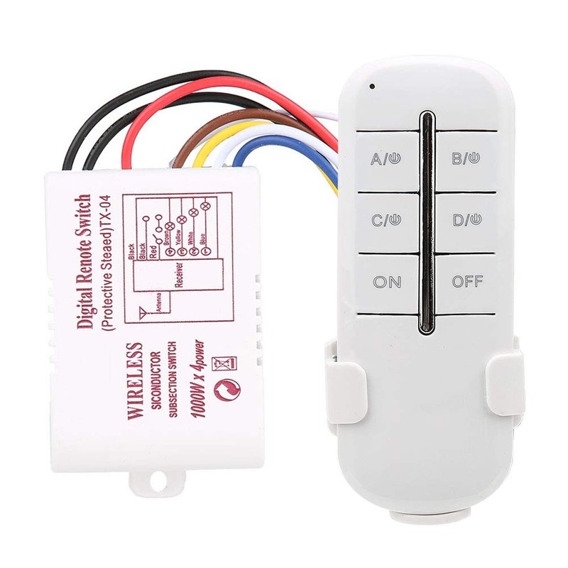 RF Remote Control Switch 1/2/3/4 Ways On/Off AC180-240V 1000W Wireless