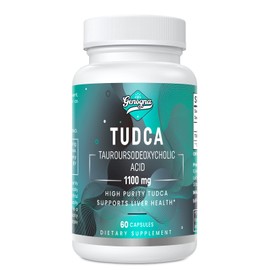 Genogna TUDCA 1100mg-Liver Support Supplement for Detox Cleanse, Water-Soluble Bile Salts with Strong Bitter Taste, 60 Vegan Capsules,Non-GMO,Gluten-Free