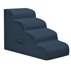 Mesa Lemon Dog Steps for Small Dogs, 4-Step Pet Ramp Stairs for High Beds and Sofa, Non-Slip Pet Stairs for Small Dogs and Cats, Removable and Easy to Clean Cover, Navy