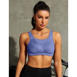 Wingslove - Sujetadores deportivos de alto impacto para mujer, talla grande, no acolchados, sin varillas, control de rebote, Púrpura, 38D